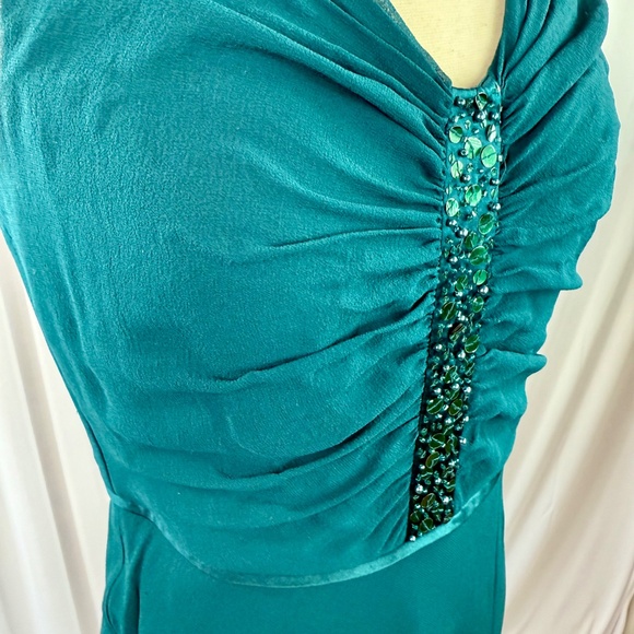 Size 6/Vintage Emerald Green Silk Dress with Sequins - Picture 4 of 8